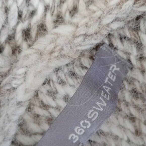 360 SWEATER / Open Front Chunky Knit Cardigan Sweater w/ Pockets Oatmeal Sz S - Picture 9 of 11
